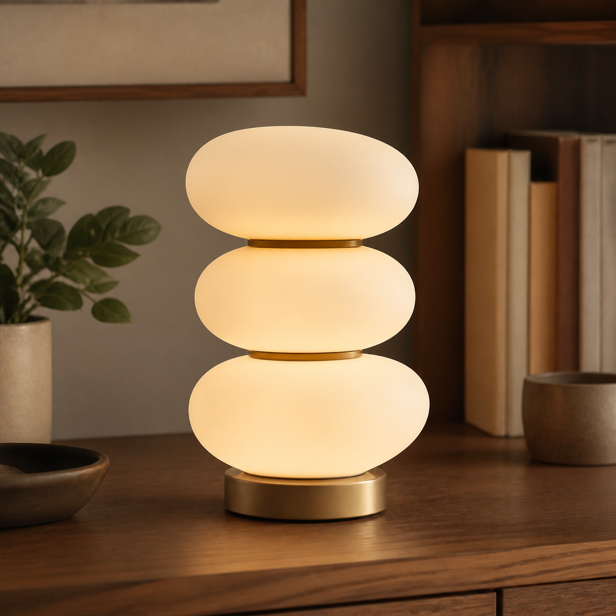 Elvaruneo Aura Stack Ambient Lamp in a warm ambient home setting